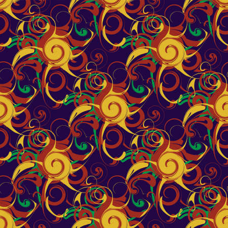 Color swirls seamless pattern on blue background.のイラスト素材