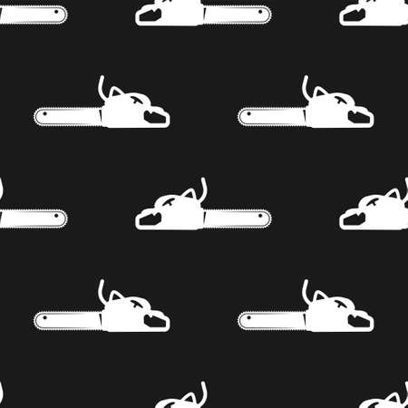 seamless chainsaw pattern white on black background.のイラスト素材