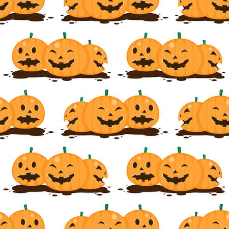 seamless Halloween pumpkin pattern on white background.のイラスト素材