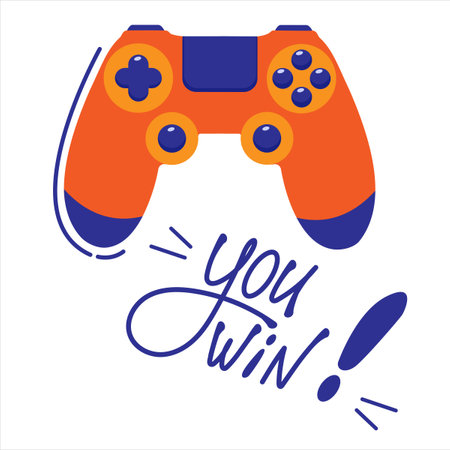 Consol Orange Gamepad with Lettering You Winのイラスト素材