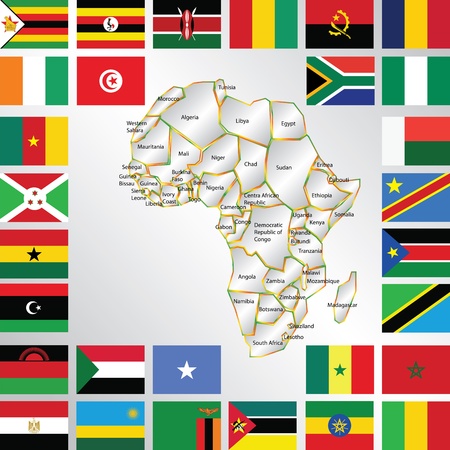 Illustration of africa map and flagsのイラスト素材