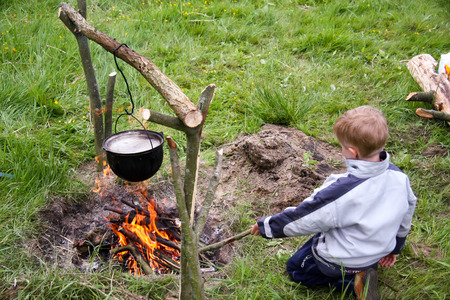 At the campfireの写真素材