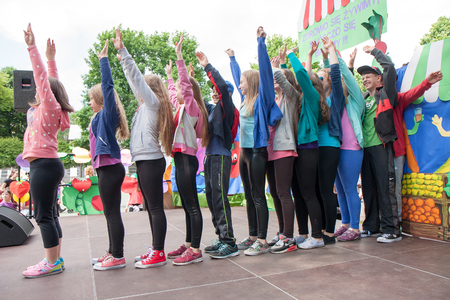 Otwock, Poland-May 30, 2015: Young dancers dancing and showing  their skillsのeditorial素材