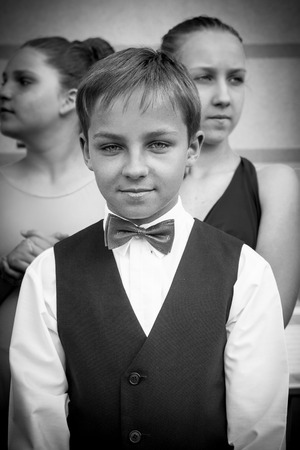 Otwock, Poland-May 30, 2015: The elegantly dressed young man looks directly into the camera.のeditorial素材