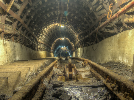 Ruda Slaska, Poland - November 05, 2015:  Coal mine. Stairs in a  mine tunnelのeditorial素材