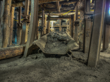 Ruda Slaska, Poland - November 05, 2015: Coal mine. Conveyor working in a mine tunnel.のeditorial素材