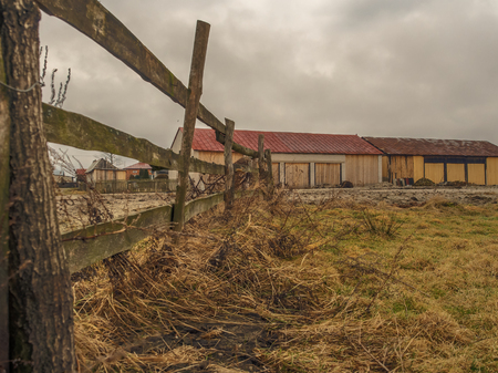 Bobrek , Poland : A hay barn. A polish village landscapeの写真素材