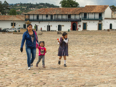 Villa de Leyva, Colombia - May 02, 2016: The inhabitants of the  Villa de Leyvaのeditorial素材