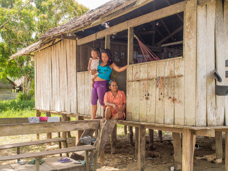 Santa Rita, Peru - May 6, 2016: Small village in the amazons jungle.のeditorial素材