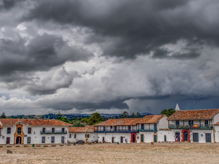 Villa de Leyva, Colombia - May 02, 2016: Beautiful and antique architecture of the cityのeditorial素材