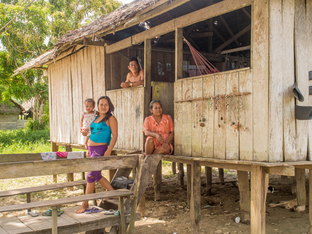 Santa Rita, Peru - May 6, 2016: Small village in the amazons jungle.のeditorial素材
