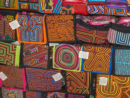 Bogota, Colombia - May 02, 2016: Colorful handicraft on the stallsのeditorial素材