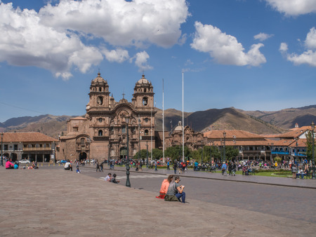 Cusco, Peru - May 18, 2016: The cathedral in 'Plaza de armas' in the center of Cuscoのeditorial素材