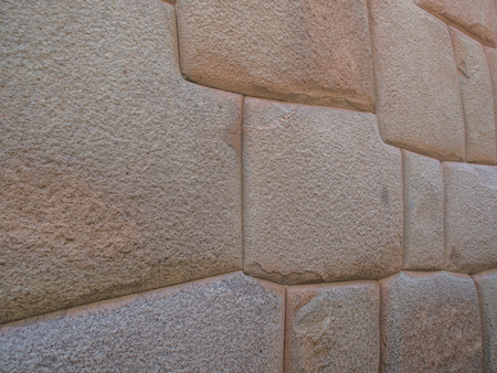 Cusco, Peru - May 18, 2016: The famous wall made of stone  in  center of Cusco.の写真素材