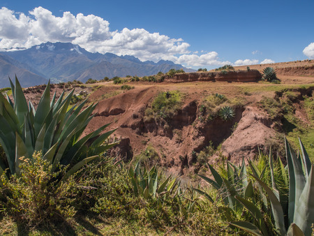 Andes mountains near Moray ruins, in the Sacred Valley of the Incas, Peruのeditorial素材