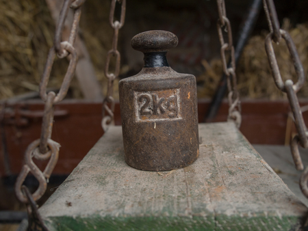 Weight on a  weighing scaleの写真素材
