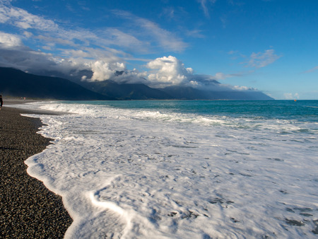 Hualien, Taiwan - October 16, 2016: Beautiful stony beach, Chishintan Beachのeditorial素材