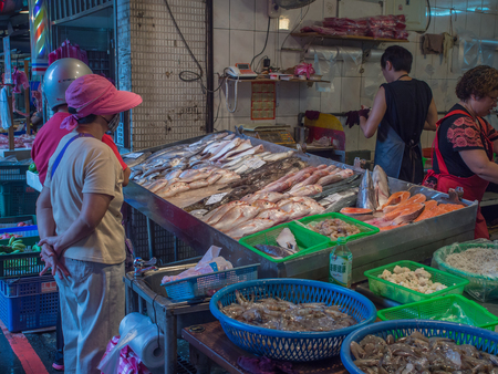 Taipei, Taiwan - October 04, 2016: Typical local bazaar in Taiwan with lots of local productsのeditorial素材
