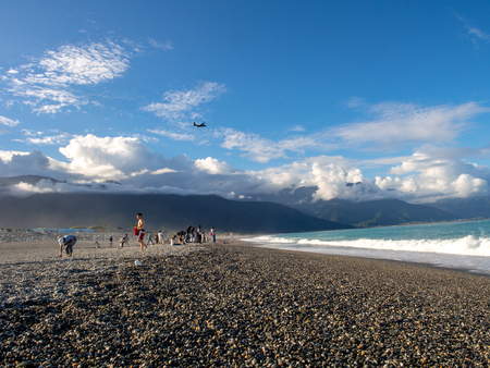 Hualien, Taiwan - October 16, 2016: Beautiful stony beach, Chishintan Beachのeditorial素材