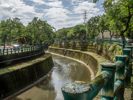 Taipei, Taiwan - October 20, 2016: Concrete flood channels in Taipeiのeditorial素材