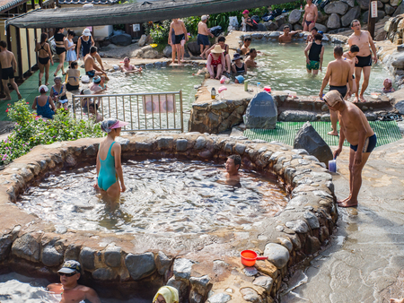 Beitou, Taiwan - October 06, 2016: Public swimming pools with water from hot springsのeditorial素材