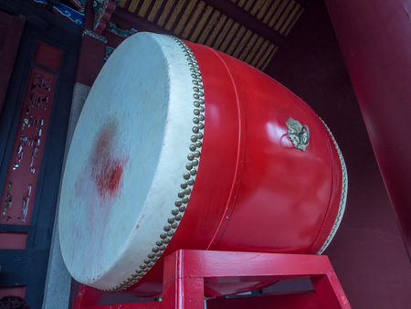 Big red drum in the famous Confucius Temple in Taipeiの写真素材