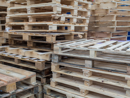 Wooden euro pallets lying in a stack