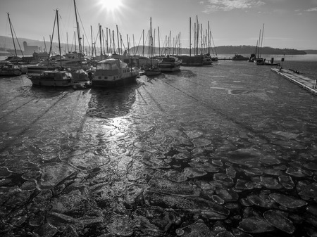 Oslo, Norway - February 17, 2017:  at the harbour of Oslo in winterのeditorial素材