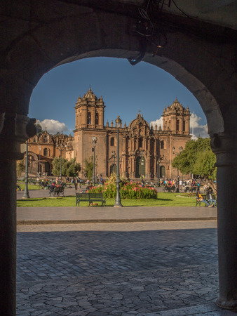 Cusco, Peru: Cathedral at Plaza de Armas squareの写真素材