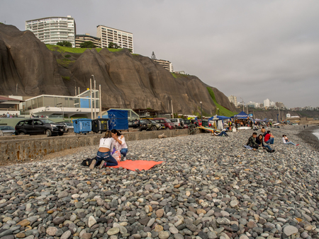 Lima, Peru - September 23, 2017: Beautiful view of Lima coastline from Miraflores districtのeditorial素材
