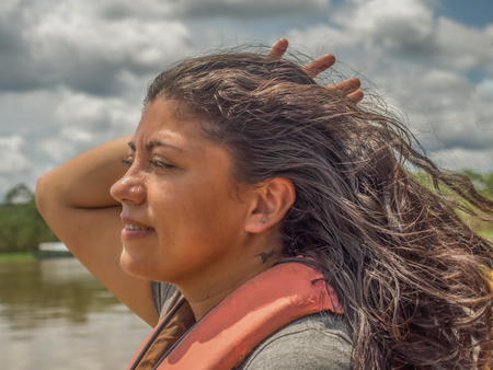 Amazonia, Brazil - December 03, 2017: Portrait of a mature womenのeditorial素材