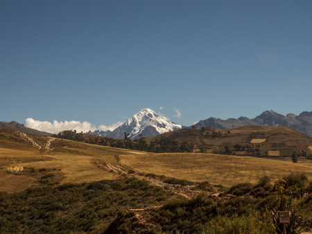 Andes mountains near Moray ruins, in the Sacred Valley of the Incas, Peruの写真素材