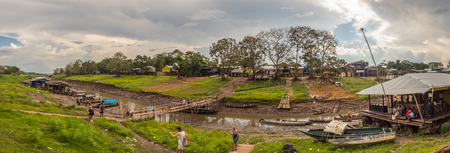 Letica, Colombia- Sep 14, 2018: Port in Letcia during the low water. Amazonia.のeditorial素材