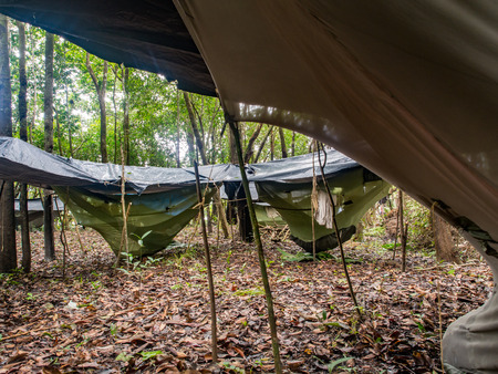Camp in the amazons jungleの写真素材