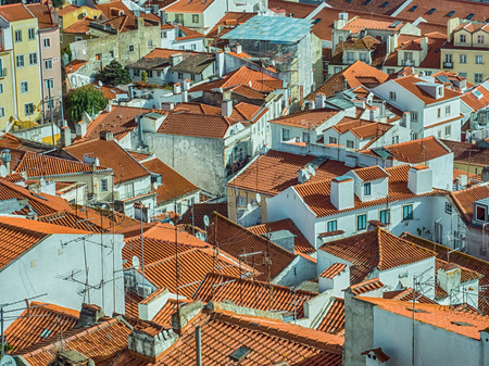 View of  Alfama from Miradouro de Santa Luzia , Alfama district, Lisbon, Potugalの写真素材