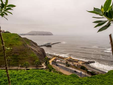 Lima, Peru - May 27, 2016: Beautiful view of Lima coastline from Miraflores district. South Americaのeditorial素材