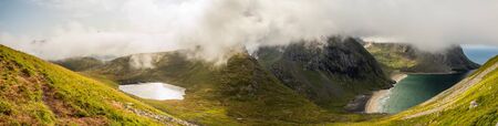 Lofoten, Trail to Ryten and panoramic view for the Kvalvika Beach, Norway