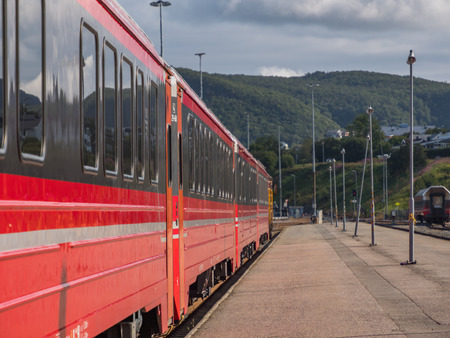 Bodo, Norway - August 19, 2019:  The railway station in the center of the of Bodo city (BodÃ¸) in...