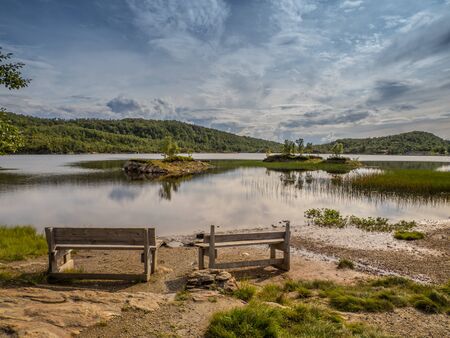 View from  the trail to the Keiservarden. Keiservarden is a mountain plateau on top of Veten hill near BodÃ¸, Nordland in northern Norway. Vaagovand Lake. Norwy. Europeの写真素材