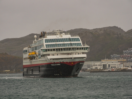 Bodo, Norway - August 20, 2019: Cruise ferry sailing along the coast of Norway. Nordland. Europe. Lofoten Gateのeditorial素材