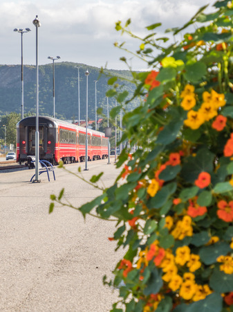 Bodo, Norway - August 19, 2019:  The railway station in the center of the of Bodo city (BodÃ¸) in the Nordland county. Europe. Gate to the Lofotenのeditorial素材