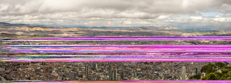 Bogota, Colombia - September 12, 2019: Panoramic view for the center of Bogota from the top of the Monserrate mountain, BogotÃ¡, Colombia, Latin Americaのeditorial素材