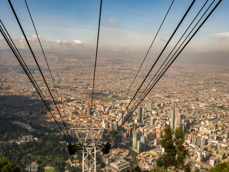 Bogota, Colombia - September 09, 2017: View for the center of Bogota from the top of the Monserrate mountain, BogotÃ¡, Colombia, Latin Americaのeditorial素材