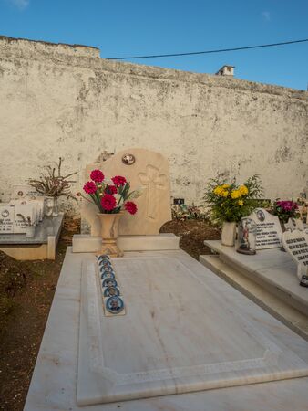 AlmoÃ§ageme, Portugal  - January 1,  2019: White tomb on a local  cemetery in Portugal. Europeのeditorial素材