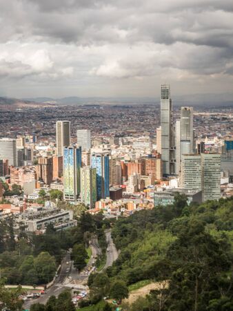 Bogota, Colombia - September 12, 2019: View for the modern center of Bogota from the top of the Monserrate mountain, BogotÃ¡, Colombia, Latin Americaのeditorial素材