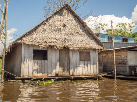 BelÃ©n, Peru- March 27, 2018: Floating houses in the floodplain of the Itaya River, poorest part of Iquitos - BelÃ©n. Venice of Latin America.Region Loreto, Province Maynas.のeditorial素材