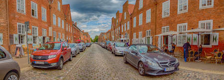 Potsdam, Potsdam, Germany - March 17, 2019: Panoramic view for the Dutch Quarter in Potsdam, Brandenburg, Germany. West Europe. Hollandisches Viertel.のeditorial素材