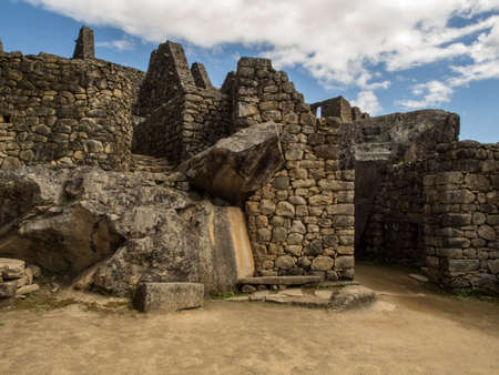 Machu Picchu, Peru - May 22, 2016: Walking inside the Machu Picchu ruins.のeditorial素材