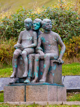GjÃ³gv, Faroe Island - Sep, 2020: Memorial of people who lost their lives at sea. Nortern Europeのeditorial素材