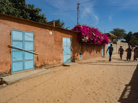 Senegal, Africa - Jan 2019: Street in a small African town.のeditorial素材
